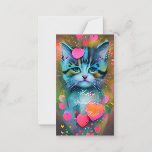 Cute kinder valentijn kitten notitiekaartje (Voorkant)