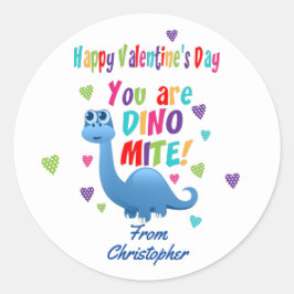 Cute Kinder Valentijnsdag Classroom Dinosaur Gift Ronde Sticker