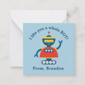 Cute Kinder Valentijnsdag Robot Note Card Notitiekaartje (Voorkant)