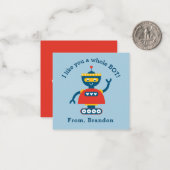 Cute Kinder Valentijnsdag Robot Note Card Notitiekaartje (Voorkant / Achterkant in situ)