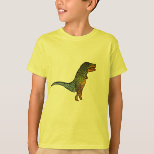 Cute kinder yellow T-Rex dinosaur art T-shirt