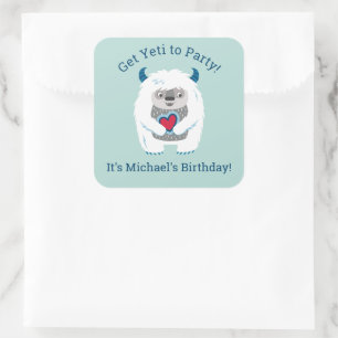 Cute Kinder Yeti Birthday Vierkante Sticker