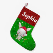 Cute Kinderen Bunny Rabbit Festive Kleine Kerstsok (Voorkant (Hangend))