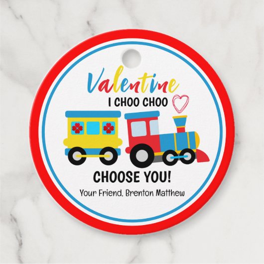 Cute Kinderen Choo-Choo Train Valentijnsdag Bedankjes Labels (Voorkant)