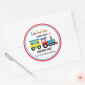 Cute Kinderen Choo-Choo Train Valentijnsdag Ronde Sticker (Envelop)