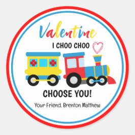 Cute Kinderen Choo-Choo Train Valentijnsdag Ronde Sticker