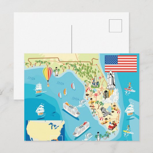 Cute Kinderen Florida Map Briefkaart (Voorkant / Achterkant)