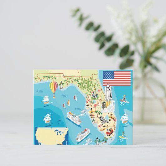 Cute Kinderen Florida Map Briefkaart (Staand voorkant)