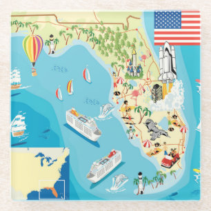 Cute Kinderen Florida Map Glazen Onderzetter