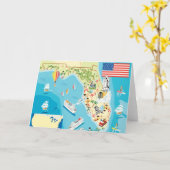 Cute Kinderen Florida Map Kaart (Gele Bloem)