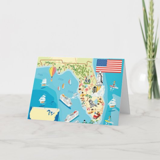 Cute Kinderen Florida Map Kaart (Voorkant)