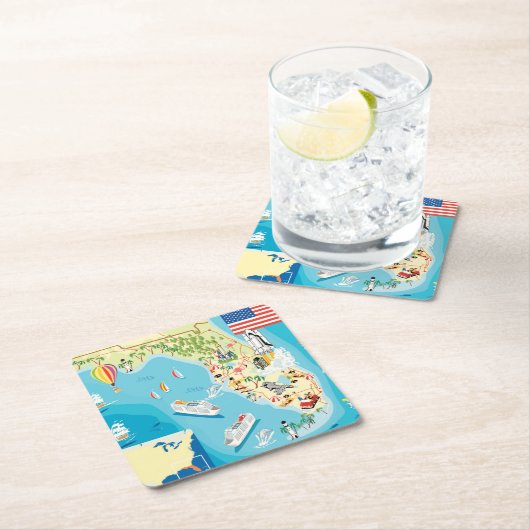 Cute Kinderen Florida Map Kartonnen Onderzetters (Insitu)