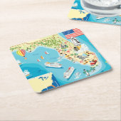 Cute Kinderen Florida Map Kartonnen Onderzetters (Schuin)