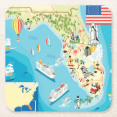 Cute Kinderen Florida Map Kartonnen Onderzetters (Voorkant)