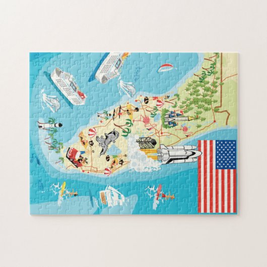 Cute Kinderen Florida Map Legpuzzel (Horizontaal)