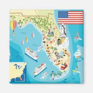 Cute Kinderen Florida Map Magneet