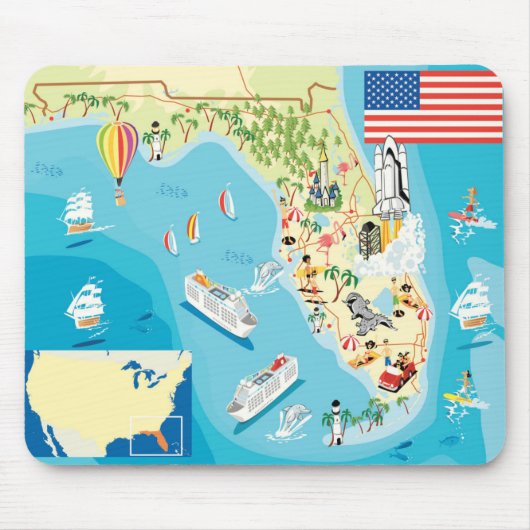 Cute Kinderen Florida Map Muismat (Voorkant)