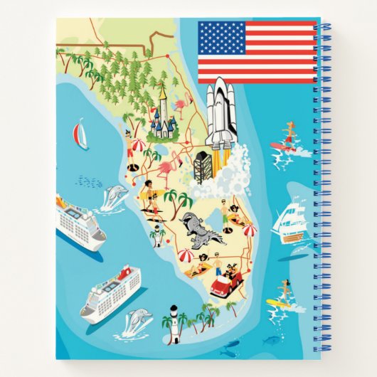 Cute Kinderen Florida Map Notitieboek (Achterkant)