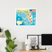 Cute Kinderen Florida Map Poster (Thuiskantoor)