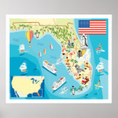 Cute Kinderen Florida Map Poster (Voorkant)