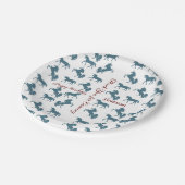 Cute Kinderen Name Birthday Blue Unicorn Pattern Papieren Bordje (Gekanteld)