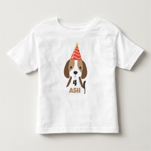 Cute Kinderen Puppy Hond Naam & Leeftijd Verjaarda Kinder Shirts (Voorkant)