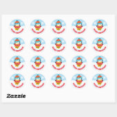 Cute Kinderen Rode Kerst Trui Pinguïn Ronde Sticker (Vel)