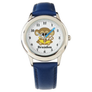 Cute kinderen unisex aap add name horloge
