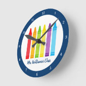 Cute Kindergarten Aangepaste Crayon Classroom Ronde Klok (Hoek)