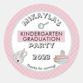 Cute Kindergarten Afstuderen Name | Jaar | School Ronde Sticker