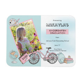 Cute Kindergarten Fotoroze | Blauw Afstuderen Magneet