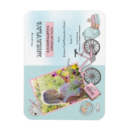 Cute Kindergarten Fotoroze | Blauw Afstuderen Magneet