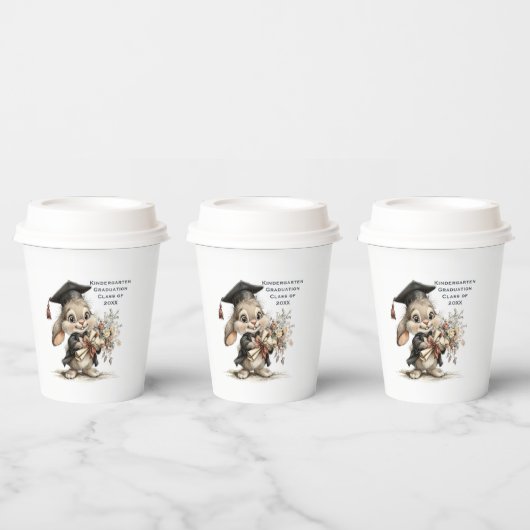  Cute Kindergarten Graduation Bunny Design Papieren Bekers (Multi)