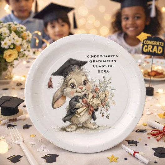  Cute Kindergarten Graduation Bunny Design Papieren Bordje