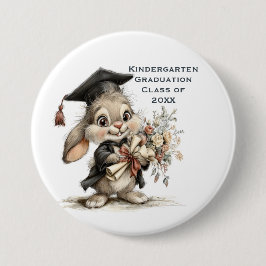 Cute Kindergarten Graduation Bunny Design Ronde Button 7,6 Cm