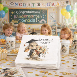 Cute Kindergarten Graduation Bunny Design Servet