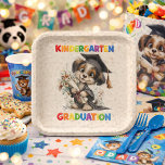 Cute Kindergarten Graduation Puppy Illustration Papieren Bordje<br><div class="desc">Cute Kindergarten Graduation Puppy Illustration Paper Plates
A cheerful cartoon puppy dressed in a graduation cap and gown,  holding a diploma and flowers,  surrounded by bright kindergarten‑themed lettering—perfect for celebrating early‑years milestones with fun,  kid‑friendly charm.</div>