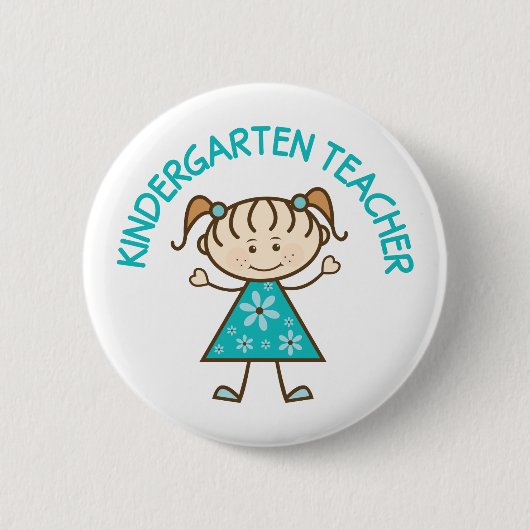 Cute Kindergarten Leraar Ronde Button 5,7 Cm (Voorkant)