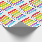 Cute Kindergarten Teacher Custom Crayon Birthday Cadeaupapier (Hoek)