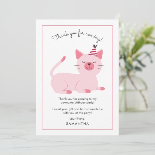 Cute Kinderverjaardagsfeestje Katten Bedankkaart (Staand voorkant)