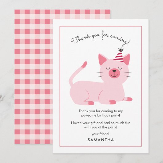 Cute Kinderverjaardagsfeestje Katten Bedankkaart (Voorkant / Achterkant)