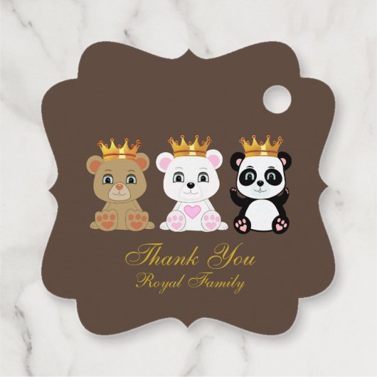 Cute King Beren Dank je wel voor Brown Bedankjes Labels (Achterkant)