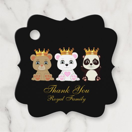 Cute King Beren Hartelijk dank voor Black Bedankjes Labels (Voorkant)