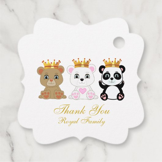 Cute King Beren Hartelijk dank voor White Bedankjes Labels (Achterkant)