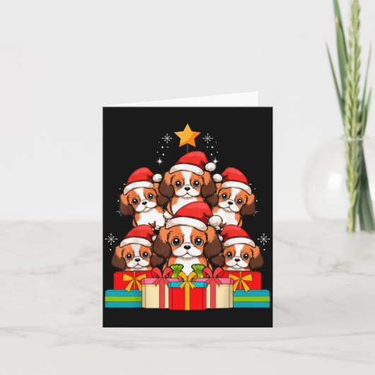 Cute King Charles Cavalier Le Dog Christmas Tree X Kaart (Voorkant)