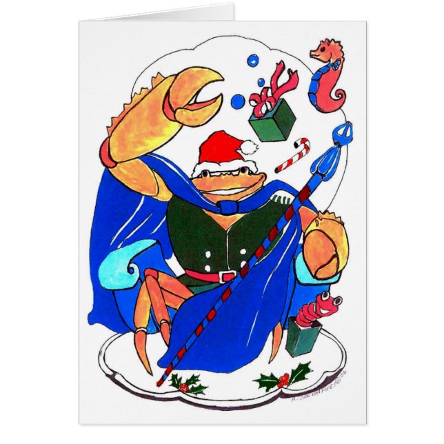 Cute King Crab Alaska Wildlife Kerstmis Kaart (Voorkant)