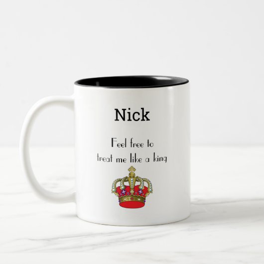 Cute King Crown Funny Quote Two-Tone Coffee Mok (Links)