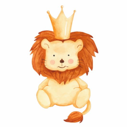 Cute King Lion Boy Baby shower Cake Topper Staand Fotobeeldje (Voorkant)