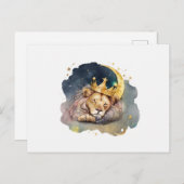 Cute  king Lion Sleeping On The Moon               Briefkaart (Voorkant / Achterkant)