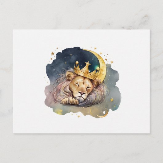 Cute  king Lion Sleeping On The Moon               Briefkaart (Voorkant)
